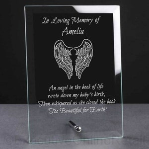 Personalised Engraved Glass Baby Memorial Plaque Memorial Sign Grave Ornaments -  Loving Memory Remembrance Baby Memorial Gift