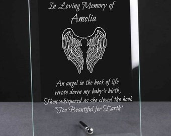 Personalised Engraved Glass Baby Memorial Plaque Memorial Sign Grave Ornaments -  Loving Memory Remembrance Baby Memorial Gift