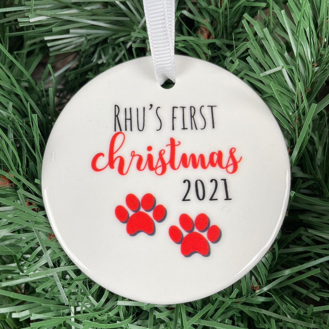 Dogs First Christmas Personalised Christmas Tree Bauble Pet Etsy