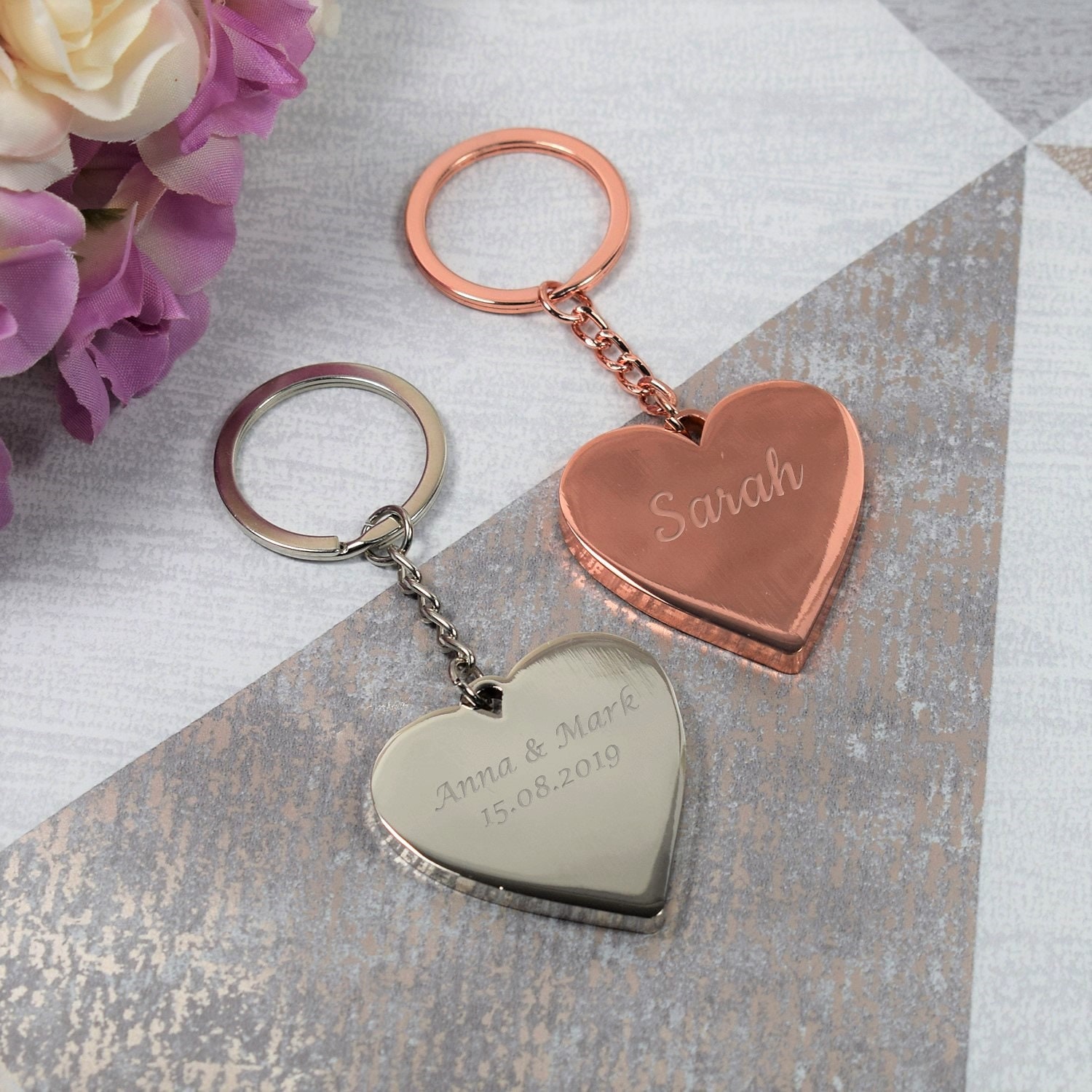 Personalised Engraved Heart Keyring Silver Heart Keyring Etsy