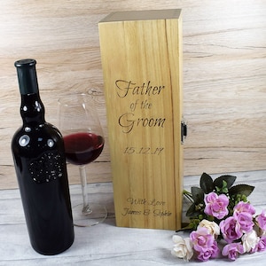 Caixa de vinho de casamento/caixa de vinho de casamento personalizada, caixas de vinho de madeira, caixa de vinho gravada, pai do noivo, padrinho etc.