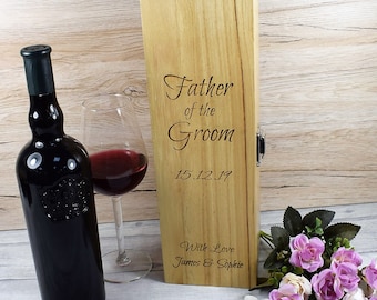 Wedding Wine Box / Personalised Wedding Wine Box Wood , Wooden Wine Boxes, Engraved Wine Box,Father of the Groom, Best Man Etc