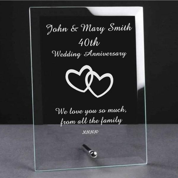 Personalised, Engraved Jade Glass Wedding Anniversary Plaque - Personalised Wedding Anniversary Gifts