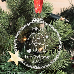 Gepersonaliseerde, kerstboom gegraveerde kerstbal - kersthond geschenken, hond kerstballen, kerstcadeaus voor honden, huisdier kerstballen, huisdier geschenken