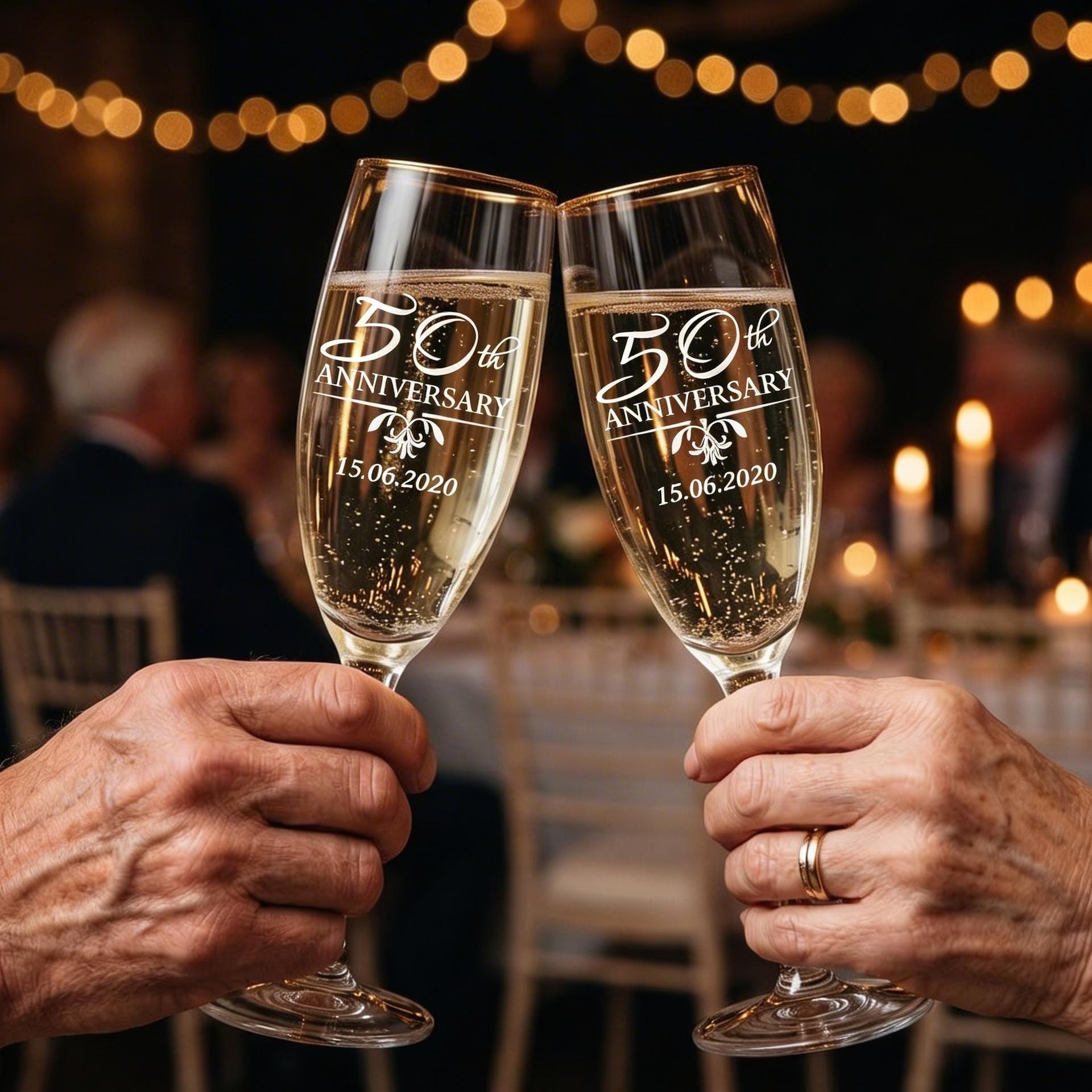 Set Di 2 Bicchieri Da Spumante Montana Con Incisione Personalizzata – Anniversario Corona, 220 Ml, Lavabili In Lavastoviglie - 3