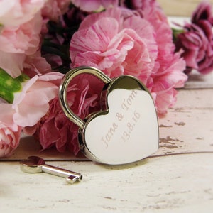 Personalised, Engraved Love Heart Padlock Love Locks, Couples Gifts, Wedding Locks, Valentines Day Gifts, Christmas Stocking Fillers image 4