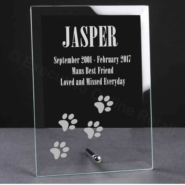 Personalised Engraved Pet Remeberence Memorial Glass Plaque - Dog, Pet Remembrance Plaque, Personalised Dog Plaque, Pet Bereavement