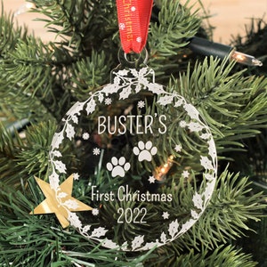 Gepersonaliseerde, gegraveerde kerstboom kerstbal - kerstkat en hond geschenken, huisdier kerstballen, kerstcadeaus voor huisdieren, huisdier kerstballen