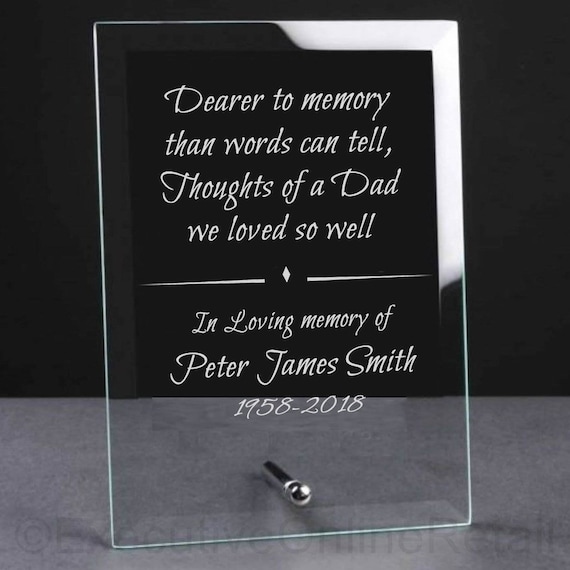 Personalised Engraved Dad Glass Memorial Plaque Memorial In Etsy