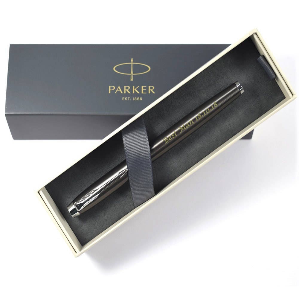 Engraved Parker IM Dark Espresso with Chrome Trim Rollerball Pen, Per…