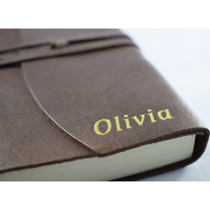 Personalised Embossed Brown Leather Journal, Handmade in Italy, Monogrammed Memoirs Notebook