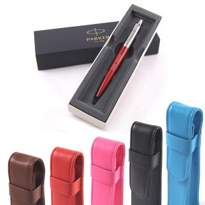 Personalised, Engraved Pen and Leatherette Case - Kensington Red Jotter Pen - Birthday Gift, Christmas Gift, Wedding Gift, Graduation Gift