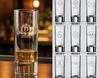 Personalised Shot Glass – Custom Shot Glasses – Personalized Gifts with Name, Initials, Birthday, Celebration Engraved Glasses