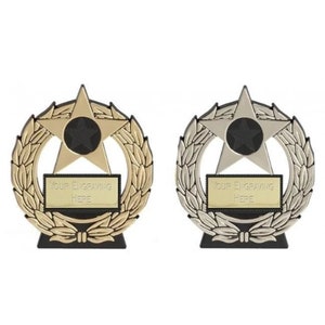 Cheap Trophy Budget Metallic Plaque Awards  - Gold, Silver & Bronze Dance, Football, Acheivement Award