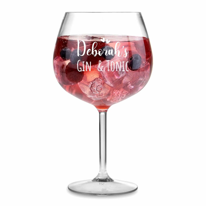 Personalised Gin Glasses, Engraved Large Gin Glass Birthday Gin Gift G&T Gin and Tonic Glass Mother's Day Glass Christmas Gin Gift image 1