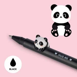 Caneta gel de tinta preta Legami Lovely Friends Panda, caneta gel Panda, caneta fofa, artigos de papelaria para crianças, caneta Legami Panda, caneta gel Legami, caneta gel de tinta preta