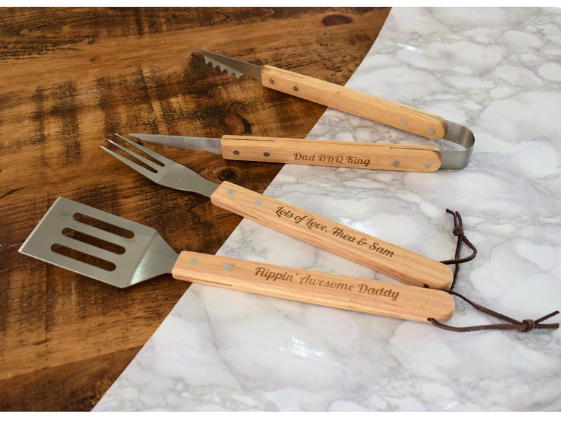Personalised Engraved BBQ Tool Set Engraved BBQ Spatula Fork Etsy UK