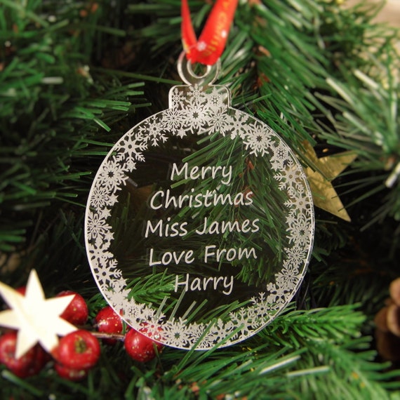 Personalised Christmas Tree Decoration Engraved Bauble Gift Etsy