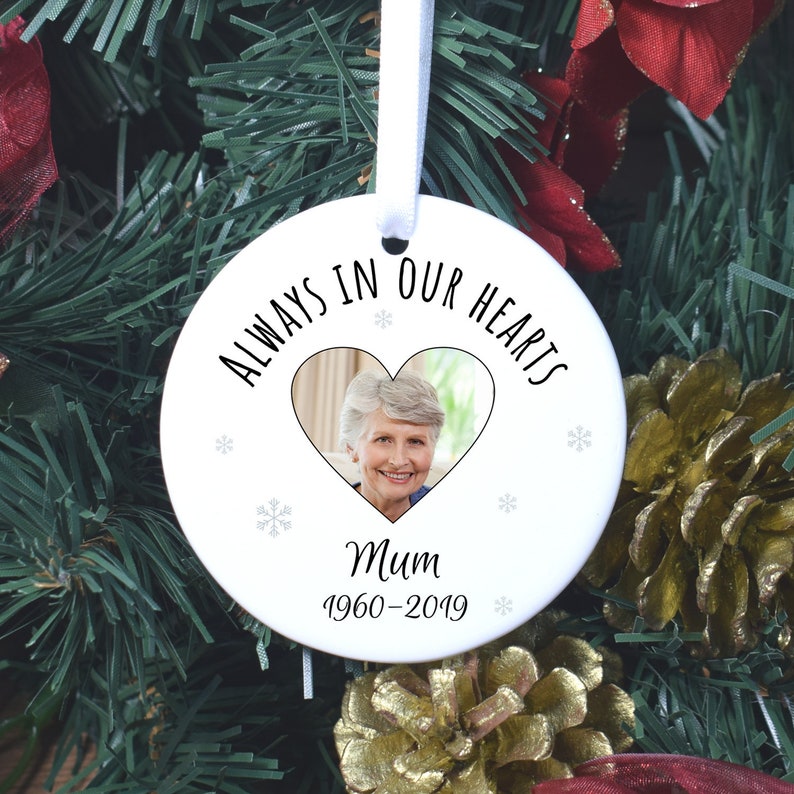 Personalised Photo Remembrance Christmas Tree Decoration Bauble Ornament