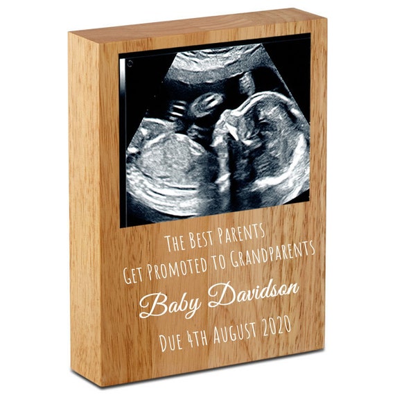 Personalised Ultrasound Baby Scan Photo Block New Baby Wooden