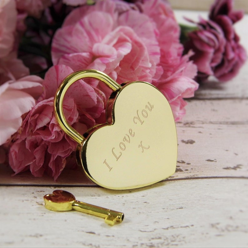 Personalised, Engraved Love Heart Padlock Love Locks, Couples Gifts, Wedding Locks, Valentines Day Gifts, Christmas Stocking Fillers image 3