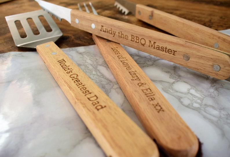 Personalised Engraved BBQ Tool Set Engraved BBQ Spatula Fork Etsy UK