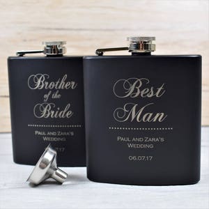 Classy Engraved Best Man Usher, Father's Hip Flask Personalised Wedding Keepsake, Best Man Gifts, Wedding Hip Flasks, Engraved Hip Flask image 1