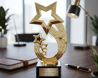 Gepersonaliseerde gegraveerde trofee Star Award, GRATIS GRAVURE, kerstfeest op kantoor, Secret Santa Award-trofeeën, Corporate Award-trofee, kinderen