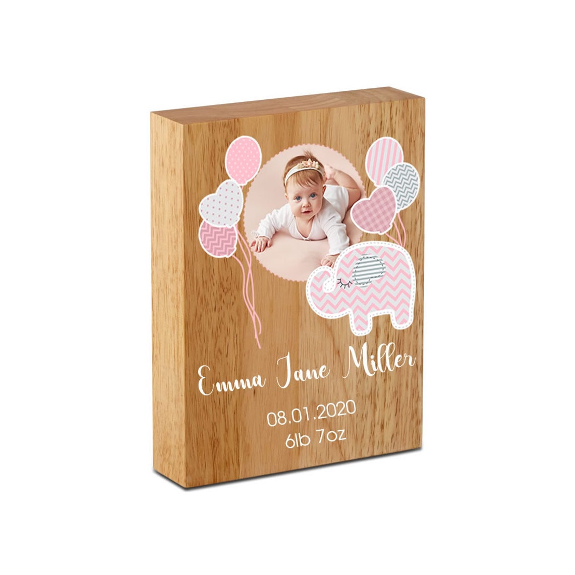 Personalised Photo Block New Baby Girl Wooden Block Photo Etsy