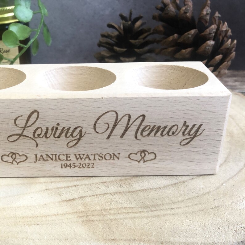 Personalised Engraved Wooden Tealight Candle Holder Memorial Etsy