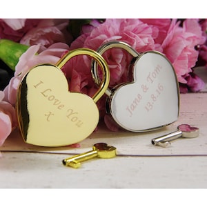 Personalised, Engraved Love Heart Padlock | Love Locks, Couples Gifts, Wedding Locks, Valentines Day Gifts, Christmas Stocking Fillers