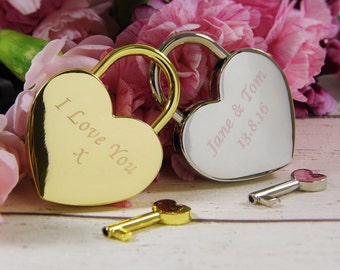 Personalised, Engraved Love Heart Padlock | Love Locks, Couples Gifts, Wedding Locks, Valentines Day Gifts, Christmas Stocking Fillers