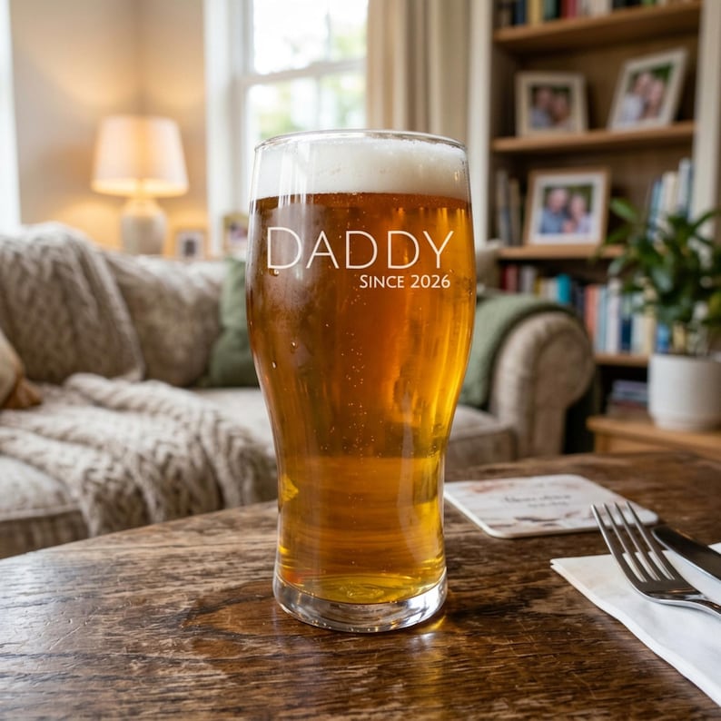 Personalised Beer Glass, Custom Beer Glass, Engraved Pint Glass, Beer Glasses, Personalized Pint Glass, Grandad Birthday Gift, New Grandad image 4
