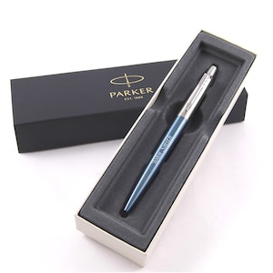 Gepersonaliseerde, gegraveerde pen - Parker Waterloo Blue Jotter Pen - Geweldig verjaardags- en kerstcadeau, huwelijkscadeau, afstudeercadeau