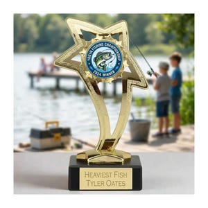 Trofeo personalizado Estrella Fugaz Dorada, Logotipo personalizado, GRABADO GRATUITO, 3 Tamaños, Premio Estrella para Niños
