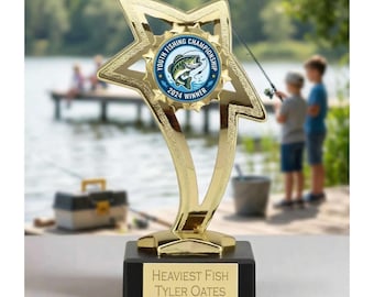 Personalised Gold Shooting Star Award Trophy, Custom Logo, FREE ENGRAVING, 3 Sizes, Star Award for Kids