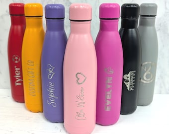 Personalised Water Bottle ENGRAVED - Gym Bottle, Reusable Bottle, Insulated Water Bottle, Sports Bottle - 500ml