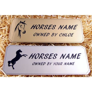 Personalised Stable Door Sign, Horse/Pony Gift, Silver & Gold Name Plate, Plaque