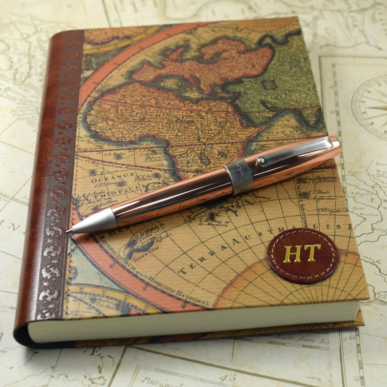 Personalised Embossed Large World Map Journal Genuine Leather Etsy UK