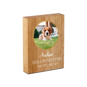 Personalisierter, gedruckter Haustier-Erinnerungs-Fotoblock, Hund / Katze-Erinnerungsfoto-Geschenk, Haustier-Erinnerungs-Fotorahmen-Block-Geschenk
