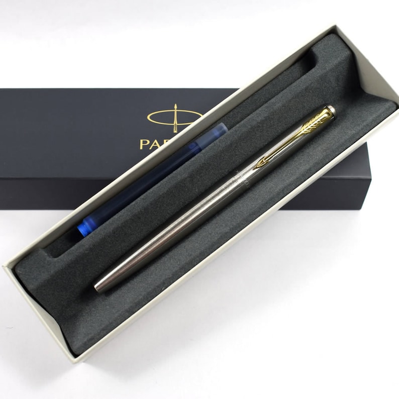 Engraved Pen Parker Stainless Steel Gold Trim FOUNTAIN PEN Etsy UK