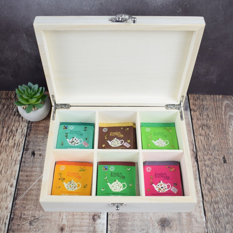 Personalised Engraved Tea Storage Box Perfect Custom Gift For Tea Lovers, Bespoke Tea Boxes, Engraved Tea Caddy Tea Storage Box Tea Time image 6