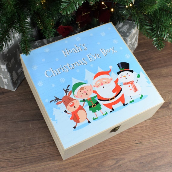 Achat Grande boîte de réveillon de Noël en bois Père Noël coloré