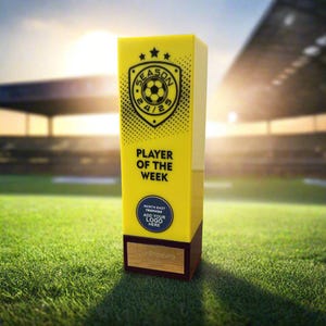 Personalised Football Trophy, Player of the Week Award Season 24/25, FREE ENGRAVING, Add your logo, Personalised Football Award
