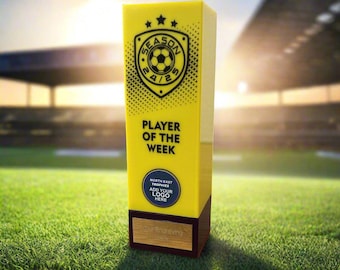 Personalised Football Trophy, Player of the Week Award Season 24/25, FREE ENGRAVING, Add your logo, Personalised Football Award