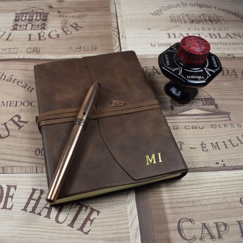 Personalised Embossed Medium Brown Genuine Leather Journal Etsy