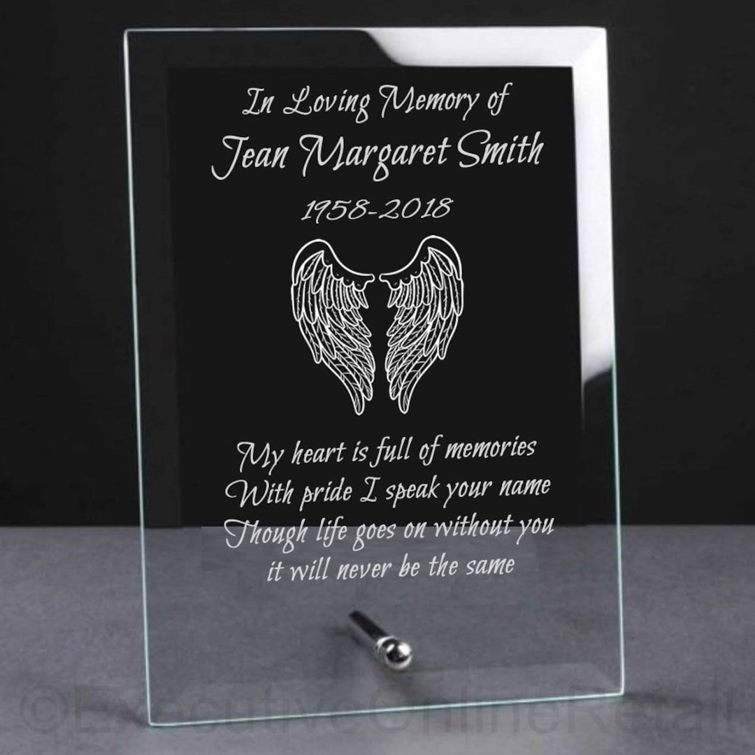 Personalised Engraved Glass Memorial Plaque Memorial Sign Grave