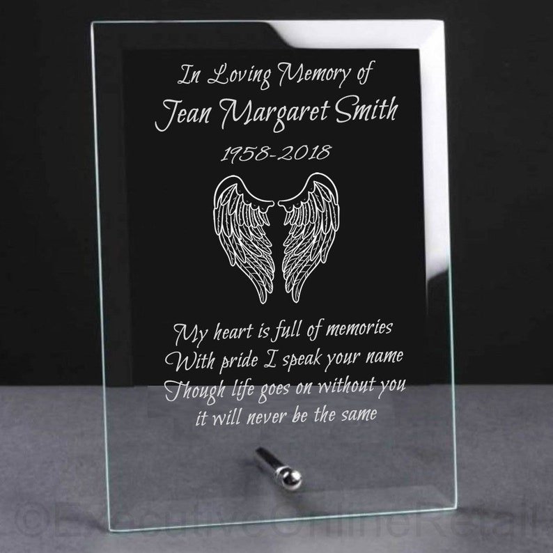 Personalised Engraved Glass Memorial Plaque Memorial Sign | Etsy Canada
