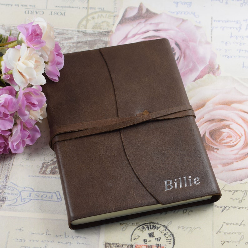 Personalised Embossed Medium Brown Genuine Leather Journal Etsy