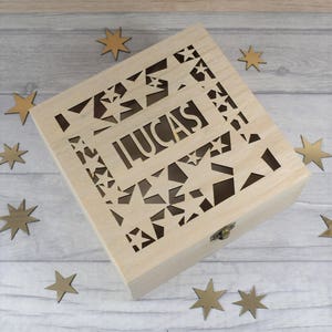 Personalised Bespoke Cut Out Wooden Keepsake Box - Star Box, Wooden Boxes, Engraved Gifts, Storage Boxes, Keepsake Boxes, Childrens Box